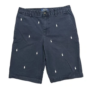 Polo By Ralph Lauren Boys Kids Navy Blue Logo Chino Shorts Youth Size 16 - Picture 1 of 7