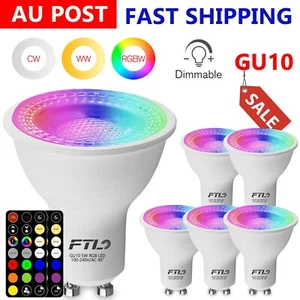 6x RGBW GU10 LED Bulbs Color Changing Light Bulbs Dimmable Timer with Remote - Picture 1 of 9