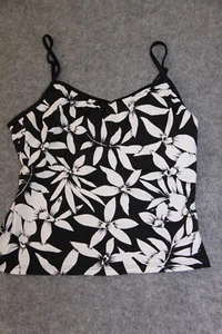 TANKINI TOP TOP SIZE 42 BLACK WHITE FLORAL - Picture 1 of 2