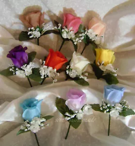 Rose Pin Boutonniere~Corsage~your choice~Groom~Best man~Prom~Wedding~Quinceanera - Picture 1 of 55