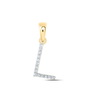 10kt Yellow Gold Womens Round Diamond L Initial Letter Pendant 1/20 Cttw - Picture 1 of 1