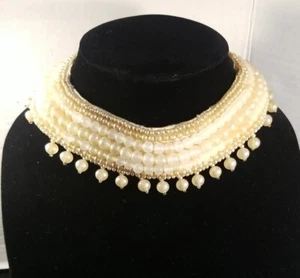 Collar de satén vintage de perlas sintéticas Glentex Japón años 50 - Imagen 1 de 24