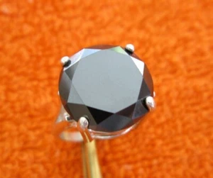 8.85ct 100% REAL NATURAL BLACK DIAMOND RING,CERTIFICATE, FREE DIA TESTER SIZE 5 - Picture 1 of 10