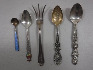 5 Small Pieces Of Sterling Flatware - 3 Spoons 1 Fork 1 Ladle Weight 42g (1.5oz) - Picture 1 of 12