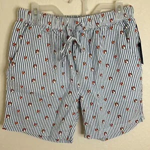 Massive Herren Sommershorts Größe Medium Blau Weiß Streifen Pilze Taschen Neu mit Etikett - Bild 1 von 9