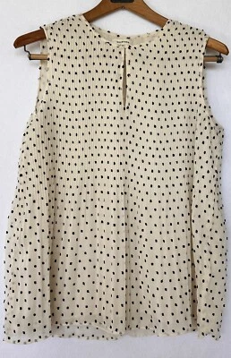 Max Studio Swiss Dot Top Tank M Forrado Oficina Negocios Cápsula Negro Crema Foto 1 de 3