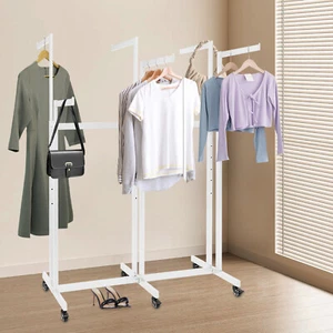 Expositor de ropa 6 vías brazos rectos ajustable con ruedas - Imagen 1 de 15