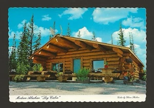 Modern Alaskan Log Cabin Vintage Postcard Alaska Arctic Circle - Picture 1 of 2