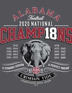 Alabama Football 2020 National Champions T-shirt - Picture 1 of 1