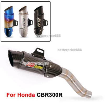 Pontas de silenciador pretas link de tubo médio de escape para Honda CBR300R CB300F 2013-2021 - Imagem 1 de 4