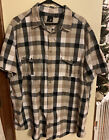 J.Ferrar Button Up Shirt Mens Xxlt Brown Plaid Short Sleeve Casual