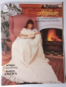 Vintage 1987 Patons Afghans Crochet and Knit Patterns Beehive - Picture 1 of 9