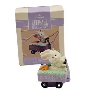 Hallmark Keepsake adorno de Pascua conejito en vagón marcado nieto vintage 1993 - Imagen 1 de 23