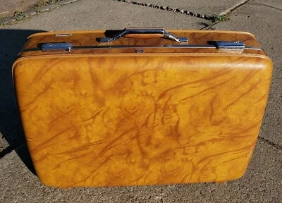 Vintage American Tourister Suitcase Hard Shell Wood Marble Luggage Retro MCM - Image 1 of 4