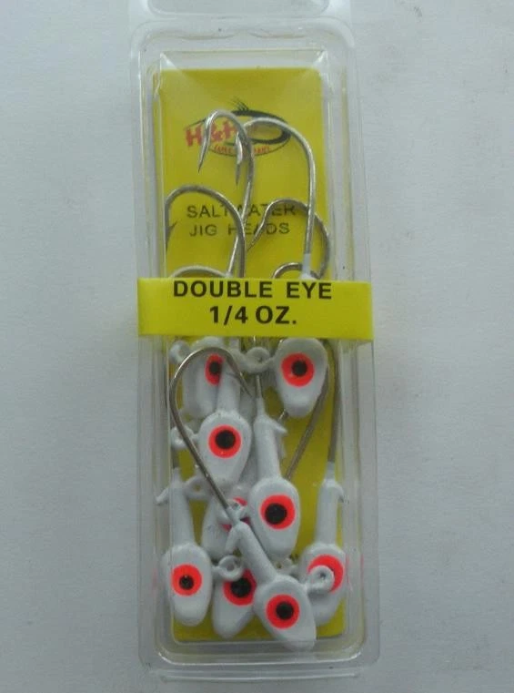 Cabezal de plantilla de agua salada doble ojo H&H Lures D1410-02 1/4 oz blanco 10 quilates Foto 1 de 3