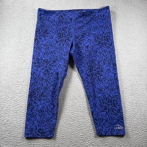 LL Bean Leggings Womens XL Boundless Performance Capris Blue Black Stretchy - Picture 1 of 12