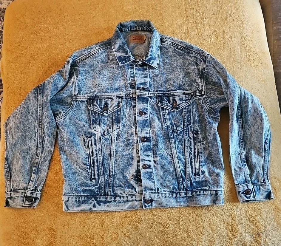 Vintage Levi's Acid Wash 80s Denim Blue Jean Jacket Large 70507 0219 USA Made - Image 1 of 4