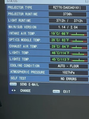 Panasonic PT-RZ770 RZ 770 WUXGA Projector  3,737 Hours With Lens - Image 1 of 4