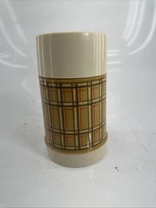 VINTAGE Aladdin Best Buy Wide Mouth Thermos WM4040 Cup 240 Brown Plaid Pint - Picture 1 of 10