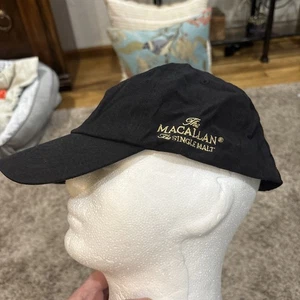Macallan Whisky The Malt Embroidered Strapback Hat Cap BLACK New WO Tags - Picture 1 of 6