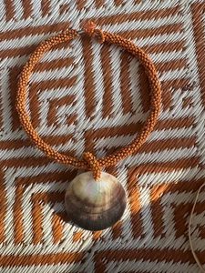 Sea Shell Necklace Beaded Statement Orange Bahamas Beach Colorful Summer - Picture 1 of 7