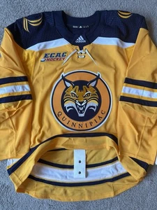 MIC Adidas Quinnipiac University Bobcats NCAA ECAC Hockey Jersey Gold 56 Blank - Picture 1 of 2