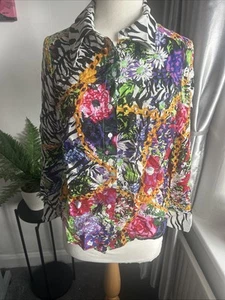 Rixo Pretty Silk & Viscose Mix Multicoloured Long Sleeve Blouse Sz S 8-10 Vgc - Picture 1 of 8