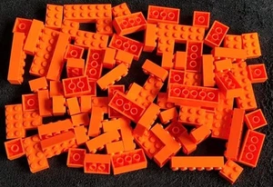 LEGO 160g Orange Bricks Building Blocks Pieces Bundle 2x4 2x3 2x2 3001 3003 3002 - Picture 1 of 5