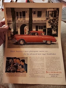 1947 Studebaker Commander Regal de Luxe Postwar Automobile Ad b/w BORDEN'S HEMO - Picture 1 of 12