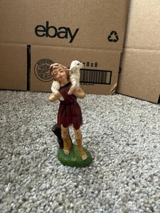Vintage Krippenfigur Hirte Junge trägt Lamm Komposition 4" Made in Italy - Bild 1 von 8