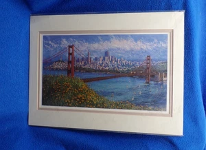 Golden City Lithograph by Anna Chrasta 1991 signed double matted Golden Gate SF - Picture 1 of 4