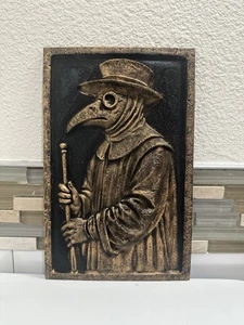 Hand Painted Plague Doctor 10” X  6” Home Decor Wall Art Plaque Halloween - Picture 1 of 7