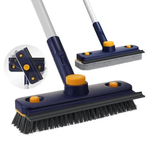 Floor Scrubber 3 in 1, Floor Scrub Brush with Long Handle and Squeegee, Stiff... - Picture 1 of 7