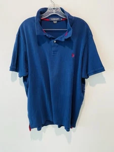 US Polo ASSN Sz XL Blue Polo Shirt Rugby Pony Luxury Feel 100% Cotton Mens - Picture 1 of 3