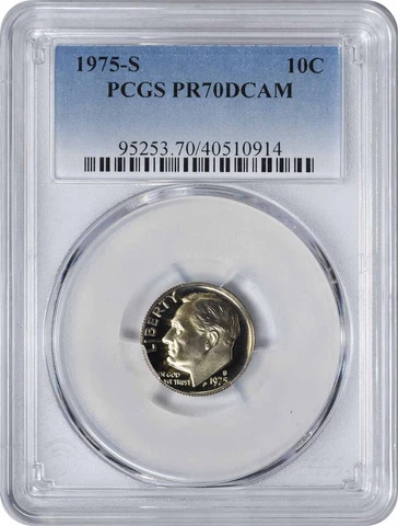 1975-S Roosevelt Dime PR70DCAM PCGS Cover