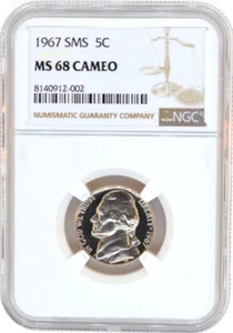 1967 SMS Jefferson Nickel NGC Certified MS68 Cameo - Picture 1 of 2