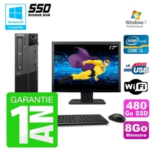 PC LENOVO M91p SFF Intel I3-2120 8Go Disco 480Go SSD DVD Wifi W7 Pantalla 17" - Imagen 1 de 4