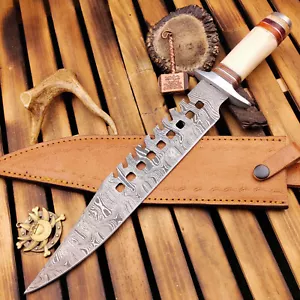 CUSTOM Handmade DAMASCUS STEEL KNIFE Hunting Knife Bowie KNIFE W/SHEATH TN-5405 - Picture 1 of 10