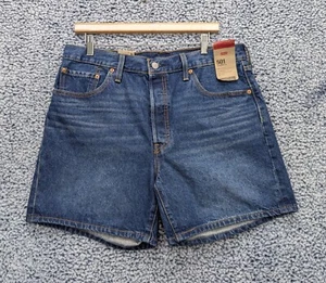 New Levis 501 XX High Rise Shorts Womens 32 Buttonfly Mom Medium Wash Denim Blue - Picture 1 of 14