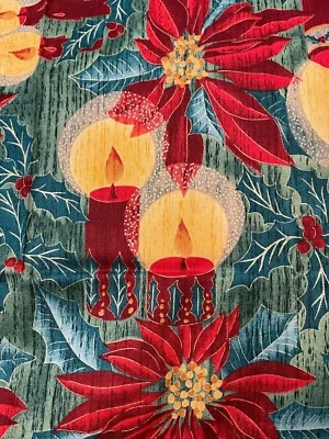 Poinsettia Met Gold Springs Creative Christmas Cutter Fabric 78" x 41" 2 yards - Image 1 of 4
