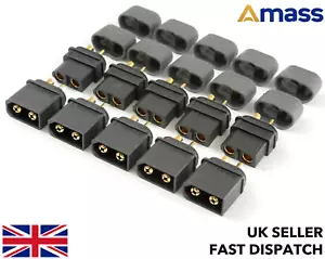5 Pairs *GENUINE AMASS BLACK XT60 & CAPS* Male Female Connectors/Plugs XT60H RC - Picture 1 of 5