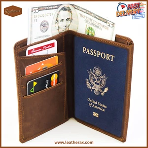 RFID Leather Passport ID Holder Cover Travel Wallet Premium Quality Men & Women - Picture 1 of 10