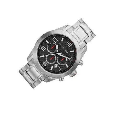 Nuovo Michael Kors Argento Acciaio Inox Cronografo Quadrante Nero Uomo - Immagine 1 di 1