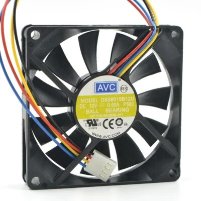 AVC DS08015B12U 80*80*15mm 8cm DC 12V 0.60A PWM chassis computer cooling fan - Image 1 of 3