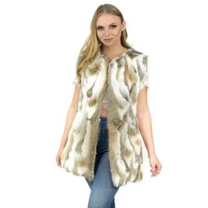 New Genuine Authentic Natural Rabbit Fur Vest Women's Winter Warm Jacket Vest - Picture 1 of 16