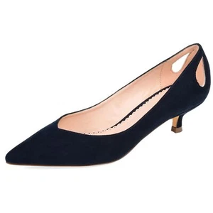 Journee Collection Womens Goldie Pointed Toe Kitten Heel Pumps Navy - 10 - Picture 1 of 6
