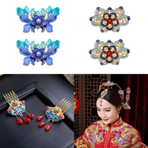 2pc Alloy Enamel Flower Charms Pendant for DIY Hair Pin Stick Bridal Jewelry - Picture 1 of 9