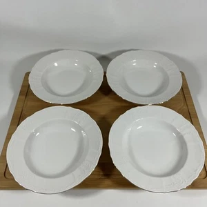 4 Vintage Bernadotte Bohemian Czech Republic White Porcelain Rimmed Soup Bowls - Picture 1 of 15
