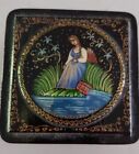Vintage Palekh Russian Hand Painted Black Lacquer Box