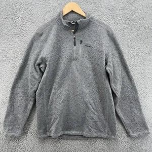 Maglione uomo Eddie Bauer Heather grigio antracite 1/4 zip finto collo grande alto LT - Foto 1 di 8